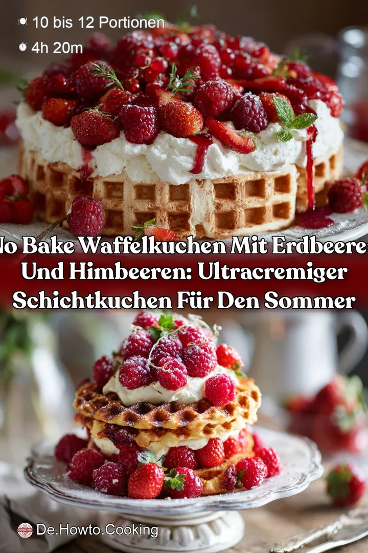 No Bake Waffelkuchen mit Erdbeeren und Himbeeren: Ultracremiger Schichtkuchen f&uuml;r den Sommer