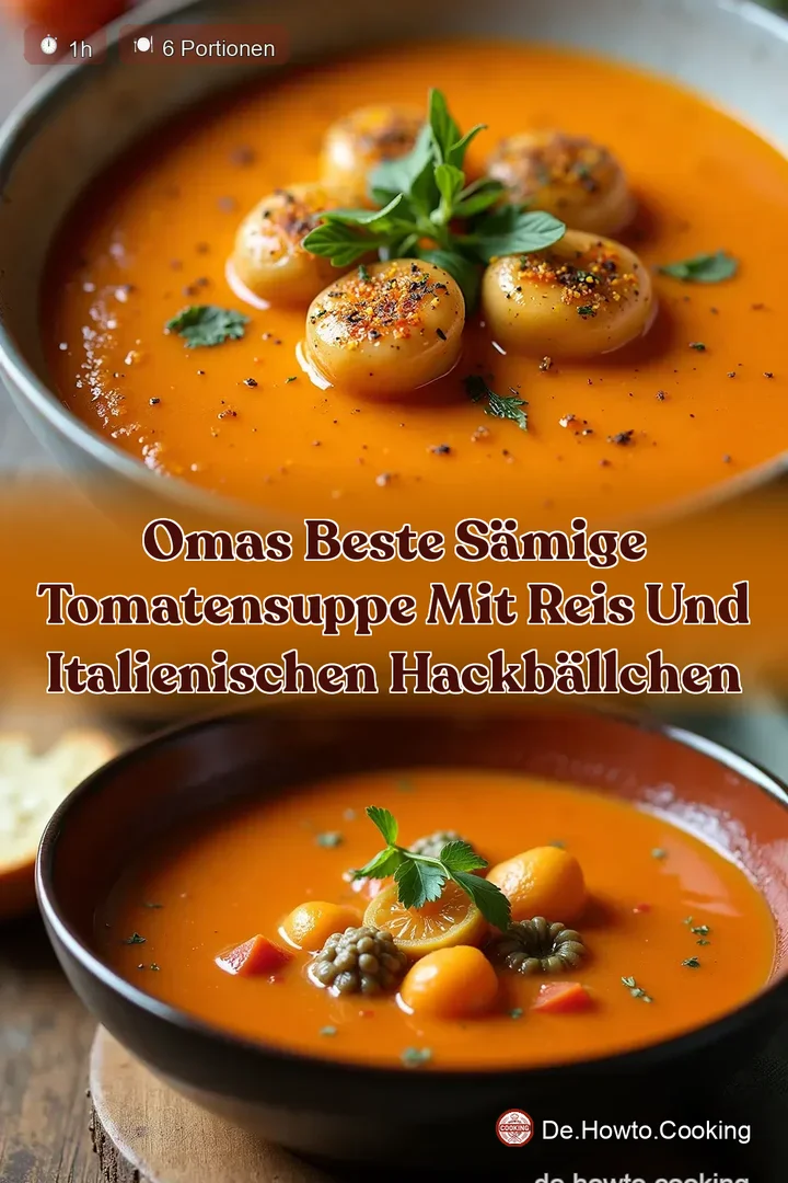 Omas Beste S&auml;mige Tomatensuppe mit Reis und italienischen Hackb&auml;llchen