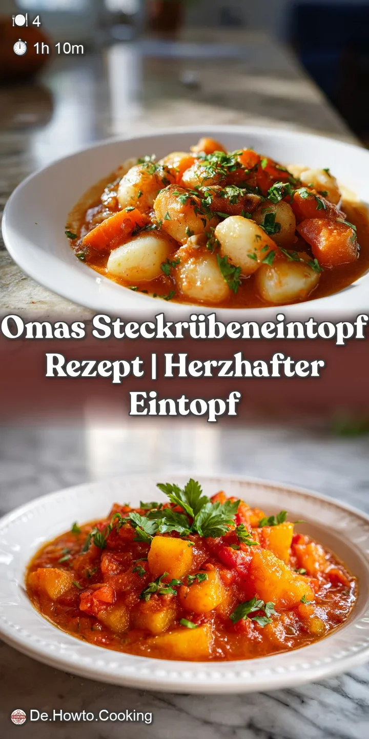 Close-up of hearty swede stew, steam rising. Root vegetables glisten in a savory broth, a promise of warmth and rustic fla...