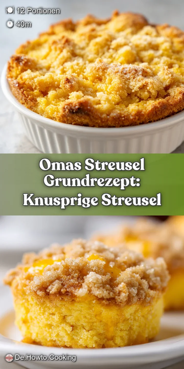 Close-up of the streusel topping. Buttery, golden-brown crumbs with a dusting of powdered sugar. Inviting and homemade look.