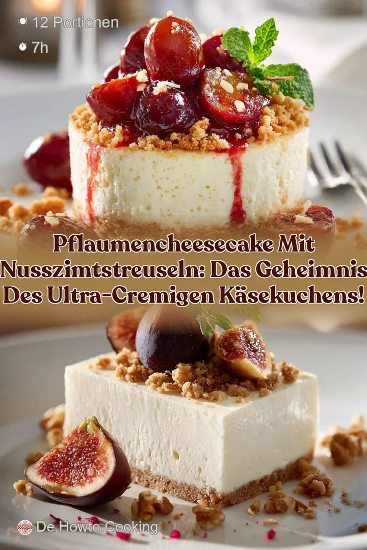 PflaumenCheesecake mit NussZimtStreuseln: Das Geheimnis des ultra-cremigen K&auml;sekuchens!