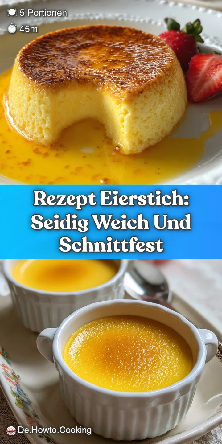 Close-up of creamy, wobbly Eierstich; a spoonful reveals its tender, silky smooth texture and rich yellow hue.