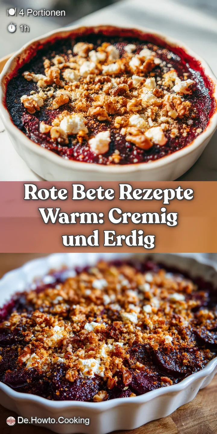 Close-up showcases the rich, earthy tones of warm beets contrasted against creamy swirls and bright green herbs, a textura...