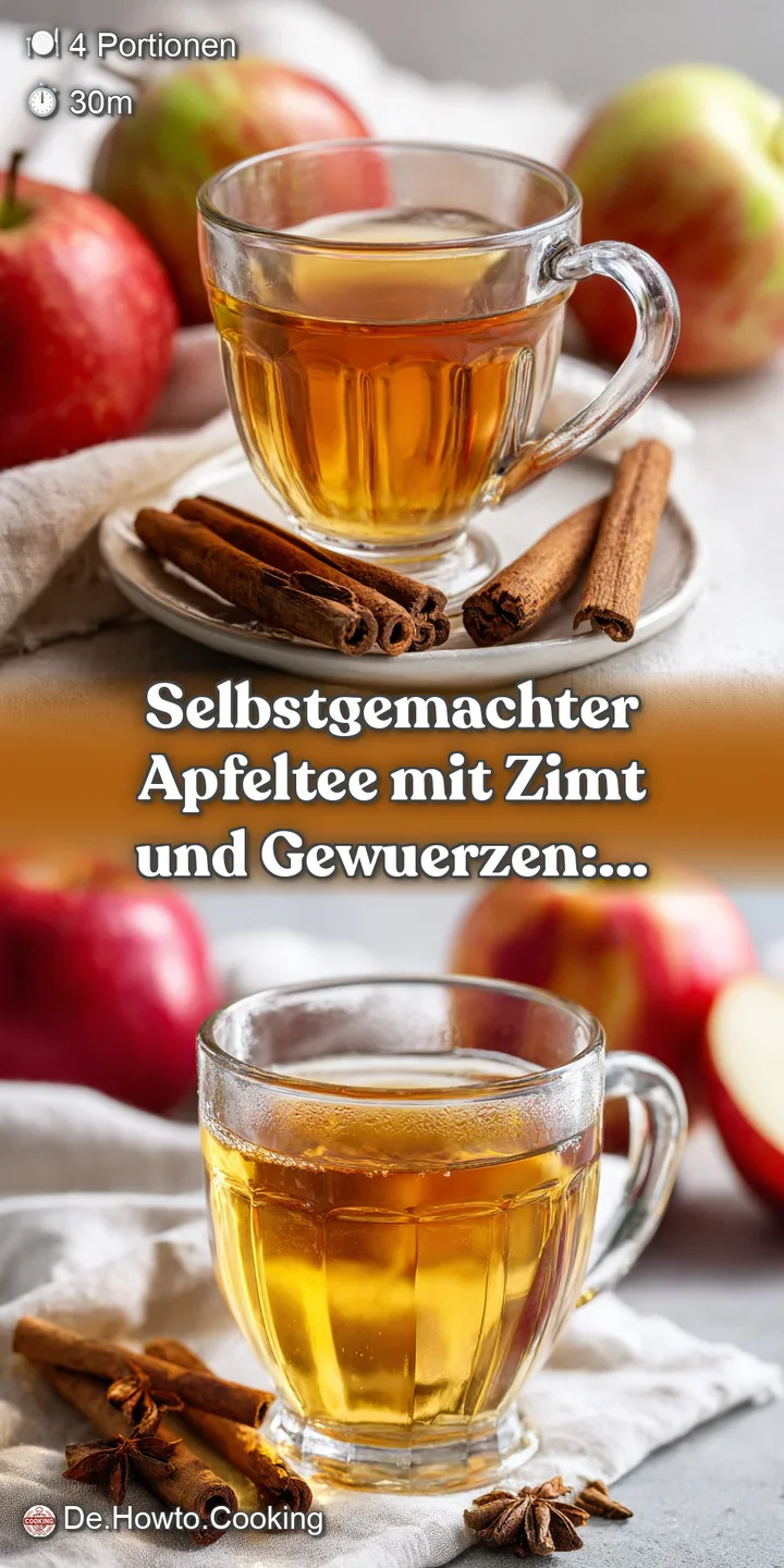 Close-up of steamy, spiced apple tea swirling in a glass mug. Light catches the golden liquid, hinting at a comforting war...