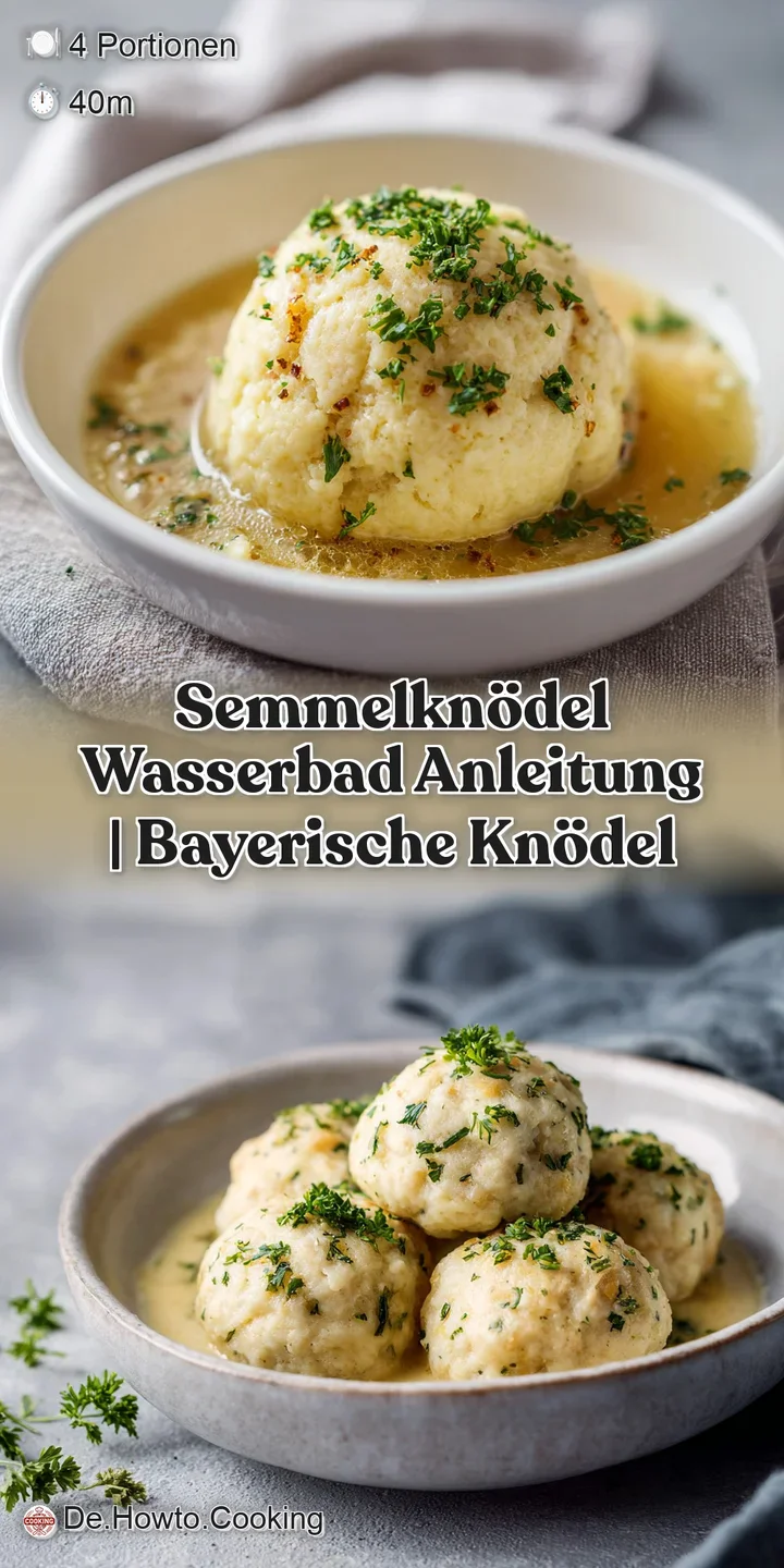 Close-up of a soft, steaming Semmelkn&ouml;del, revealing a porous texture and speckled with herbs, ready to be savored.
