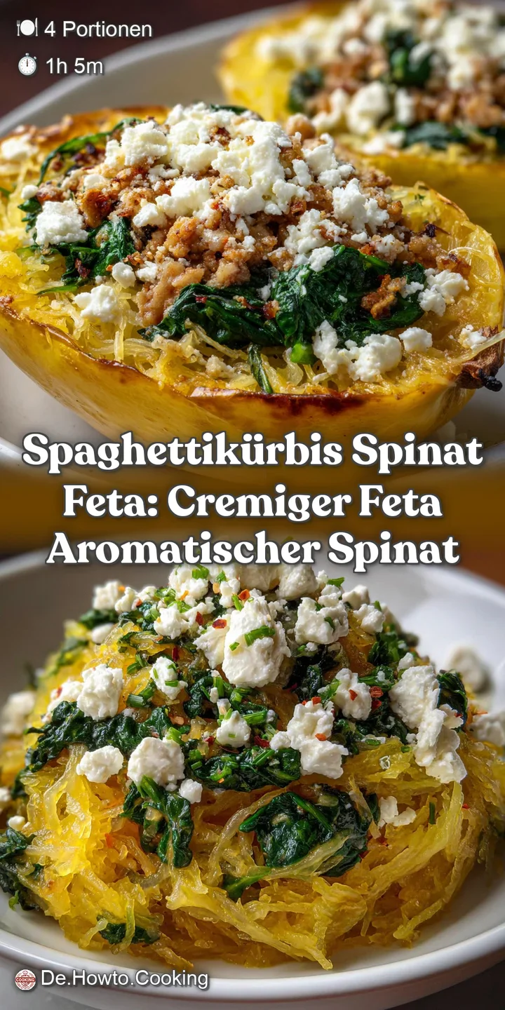 SpaghettiK&uuml;rbis Spinat Feta: Cremiger Feta aromatischer Spinat