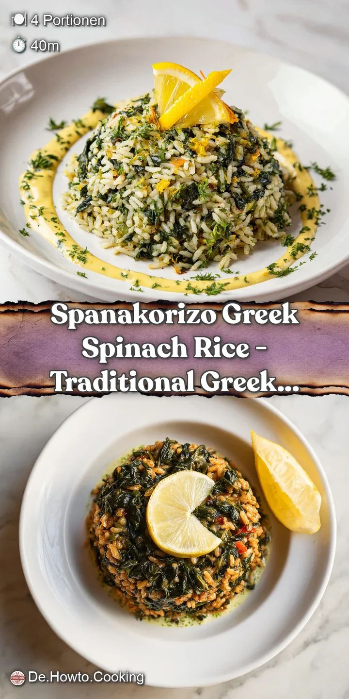 Close-up of tender, bright green spinach wilted into fluffy white rice, glistening with olive oil.