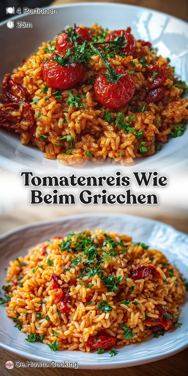 Close-up shows the moist, tender texture of vibrant tomato rice. Shiny grains glisten, hinting at the fresh, aromatic flavor.