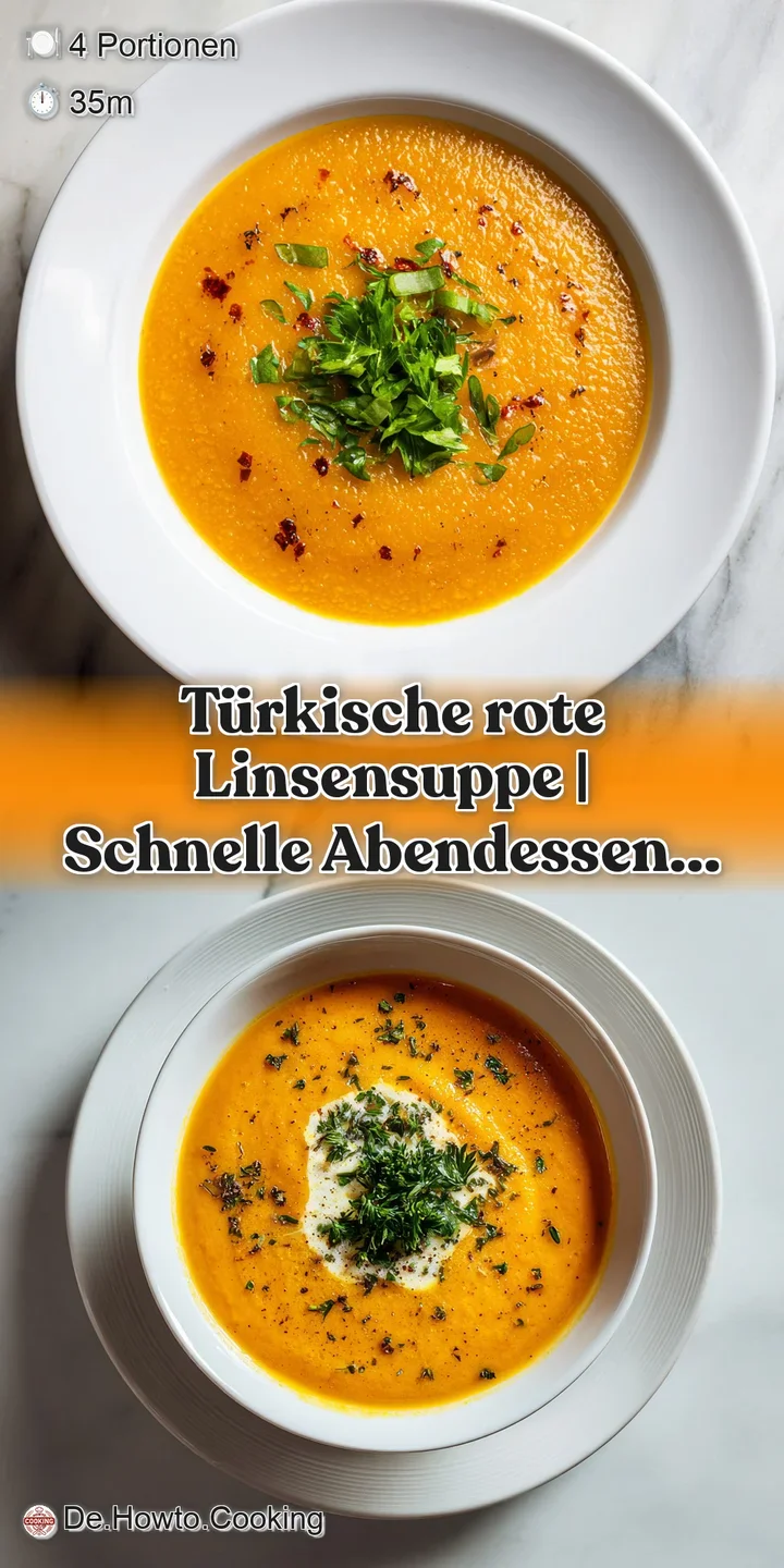 Close-up of rich, earthy red lentil soup, glistening with oil and topped with fresh parsley.