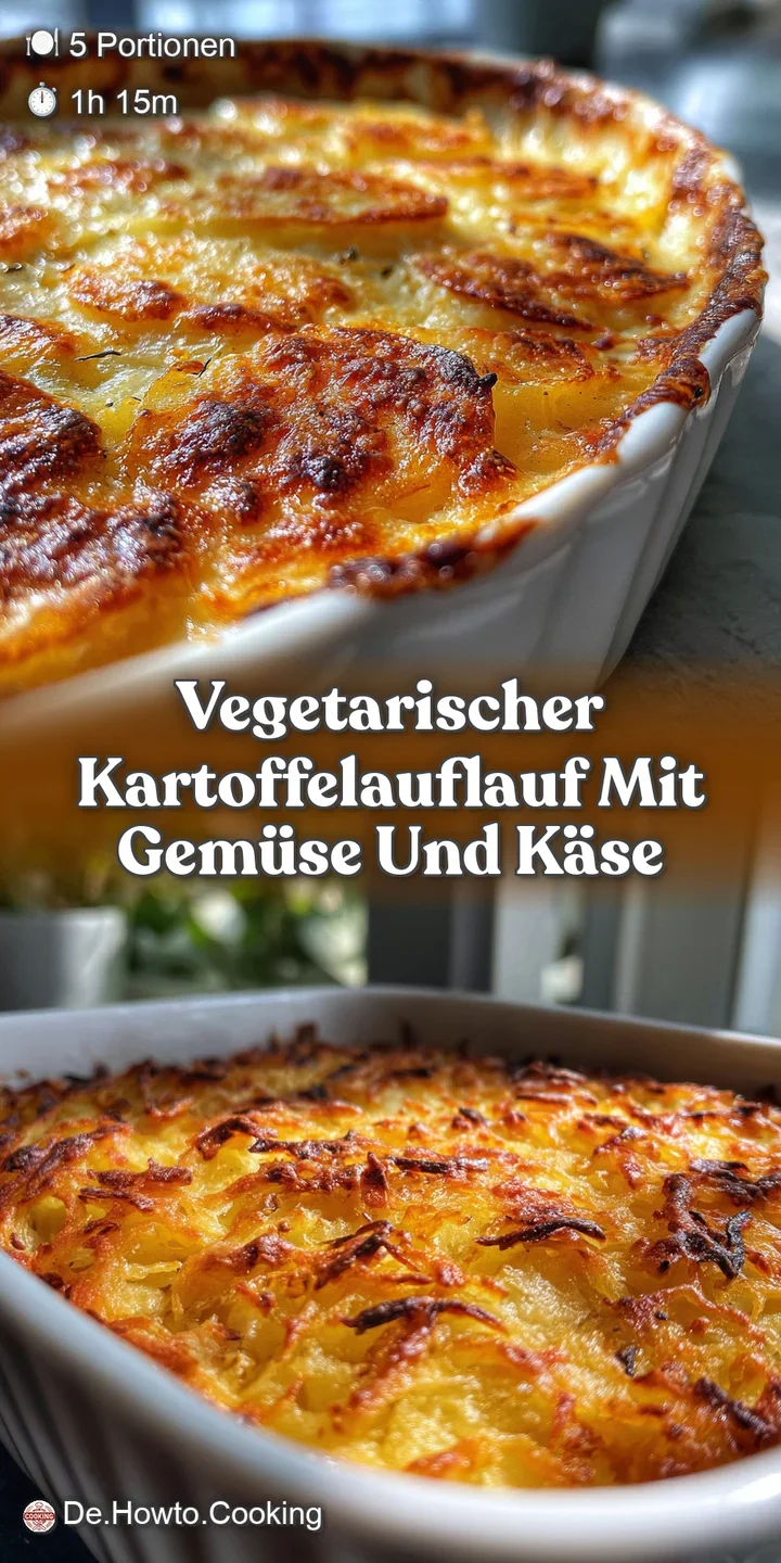 Close-up of a creamy potato gratin, the top layer browned and bubbling. A comforting vegetarian dish with rustic appeal.