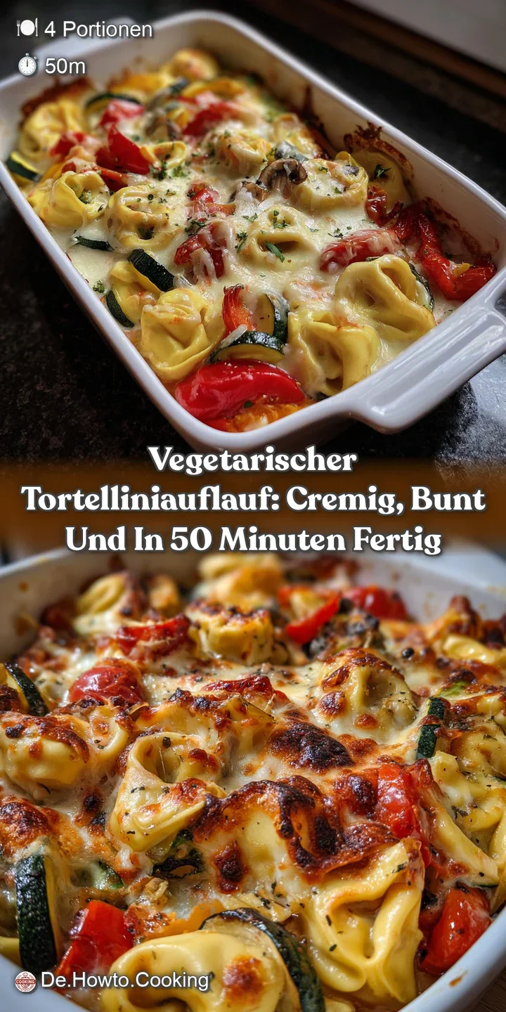 Vegetarischer Tortelliniauflauf: Cremig bunt und in 50 Minuten fertig