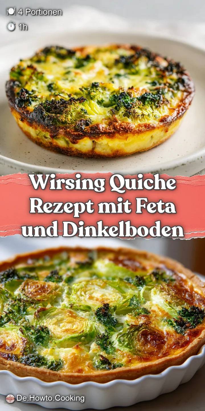 Close-up of wirsing quiche reveals a tempting texture: crisp pastry, melted feta, and tender greens, all promising a flavo...