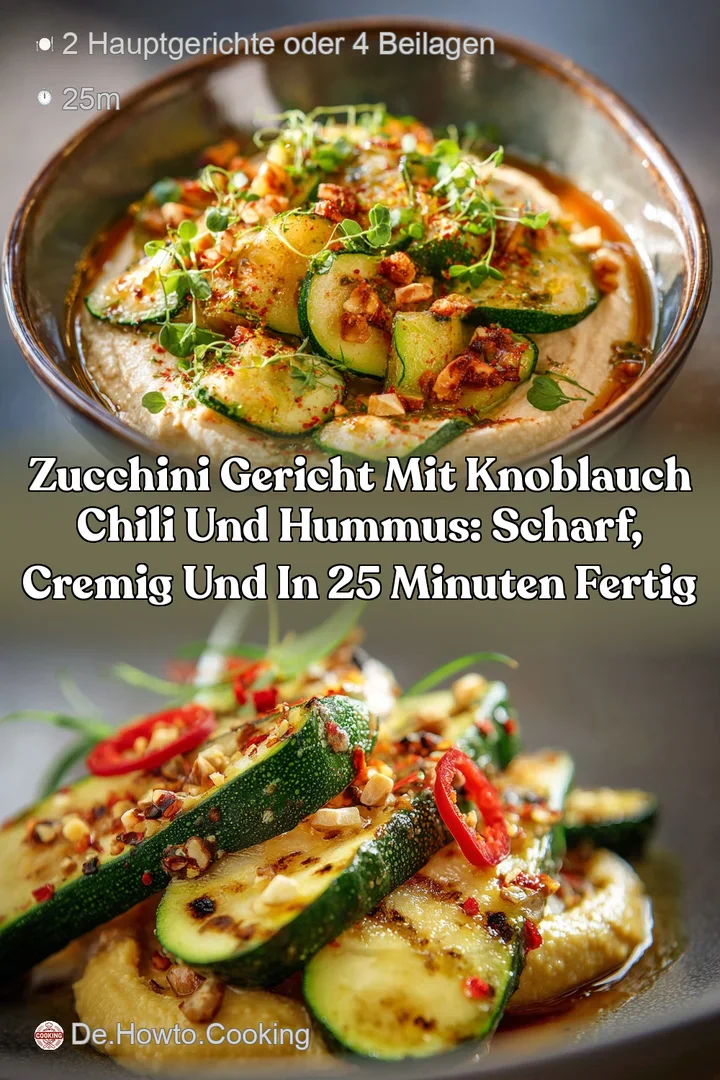 Zucchini Gericht mit Knoblauch Chili und Hummus: Scharf cremig und in 25 Minuten fertig