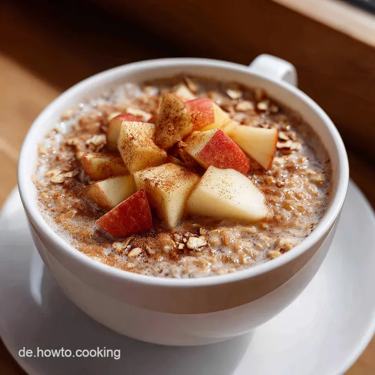 Elegant bowl of apple cinnamon oatmeal. Toasted nuts, juicy apple slices, and a sprinkle of spice create a visually appeal...