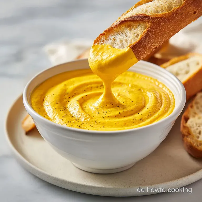 Artfully arranged baguette slices with a generous dollop of creamy dip. Garnished with fresh herbs, inviting and colorful.