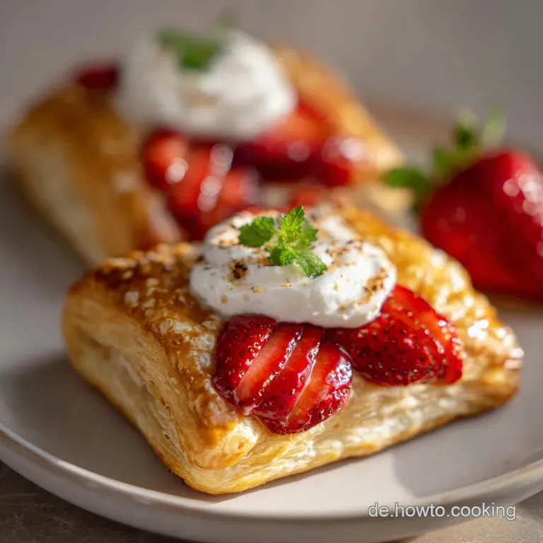 Bl&auml;tterteig Erdbeer Ecken: Himmlisch cremig