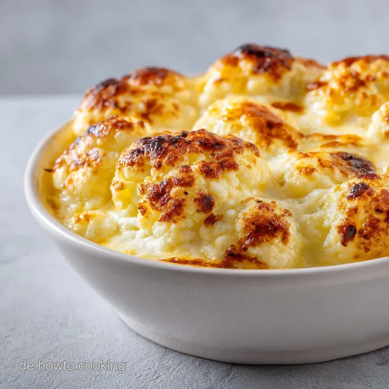 Ein cremiger Auflaufabschnitt auf einem wei&szlig;en Teller mit geschmolzenem K&auml;se und einer Prise frischer gr&uuml;ner Kr&auml;uter.