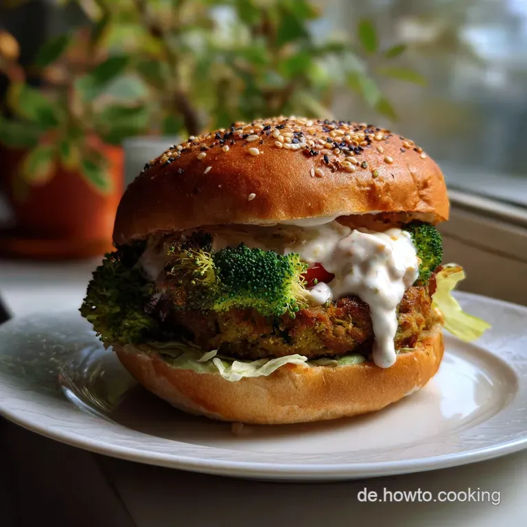 Leckere Brokkoli Burger mit Veganer Remoulade