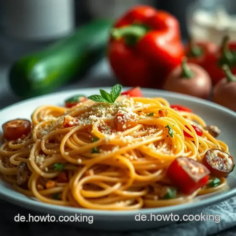 Bunte Nudeln Mit Frischem Gem&uuml;se Und Italienischen Kr&auml;utern presentation