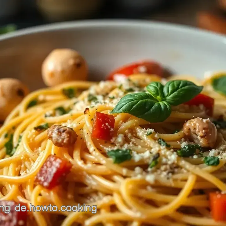 Bunte Nudeln mit frischem Gemüse und italienischen Kräutern