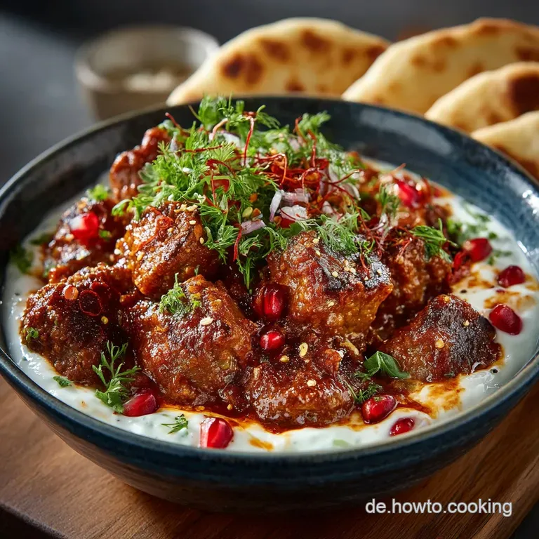 ChiliZitronenHackbällchen mit cremiger JoghurtMinzSauce und Naan