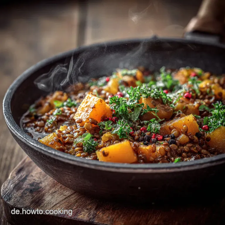 Dal Kaddu Deluxe: Cremiges Linsen-K&uuml;rbis-Curry Mit Aromatischem Tadka presentation