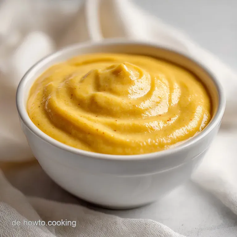Eine helle Platte mit einem gelben Creme-Dip, umgeben von knackigen orangefarbenen Karotten- und gr&uuml;nen Gurkenstiften.