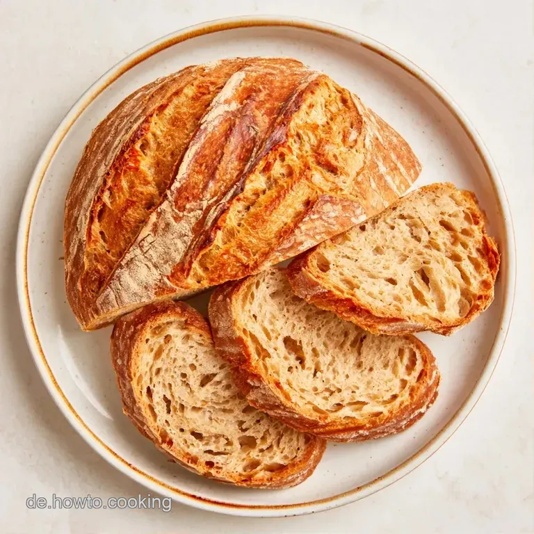 Zwei dicke, goldbraune Brotscheiben mit groben Poren auf einem Holzbrett neben einem kleinen Sch&auml;lchen Butter.