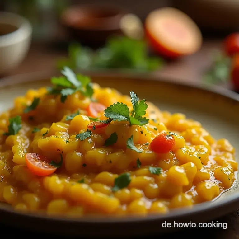 Feuriger Flirt der Aromen Schnelles Masoor Dal mit Tadka presentation