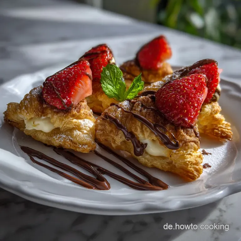 Erdbeer Bltterteig Ecken mit Vanillepudding und &ndash; Der Knusper-Hit