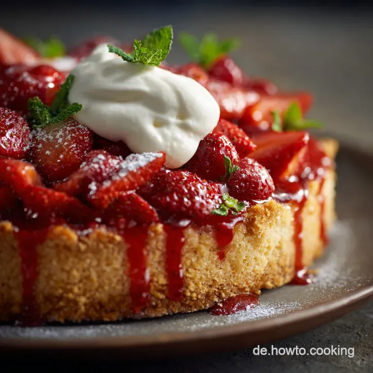 Erdbeerkuchen mit Biskuit und Vanillepudding Der cremigluftige SommerKlassiker