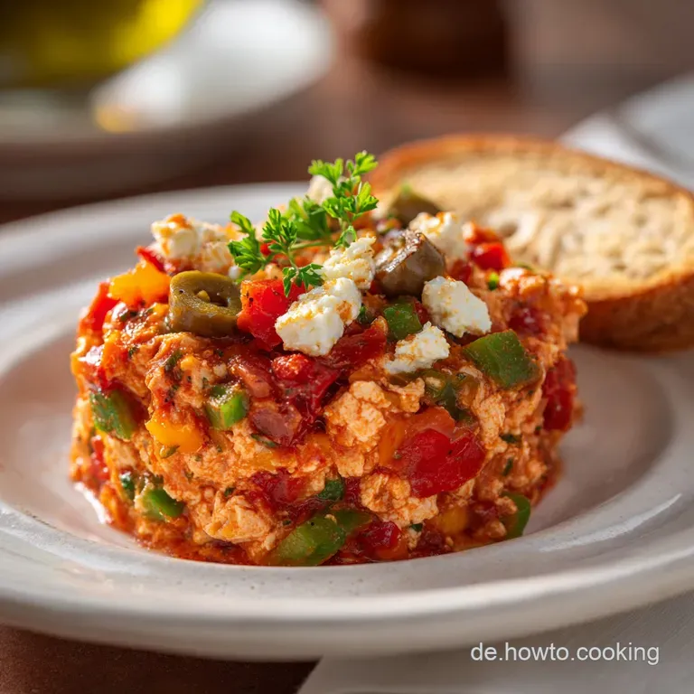 Whipped feta tuna salad spread on toasted bread, topped with a juicy tomato slice and dill sprigs on a white plate, inviti...