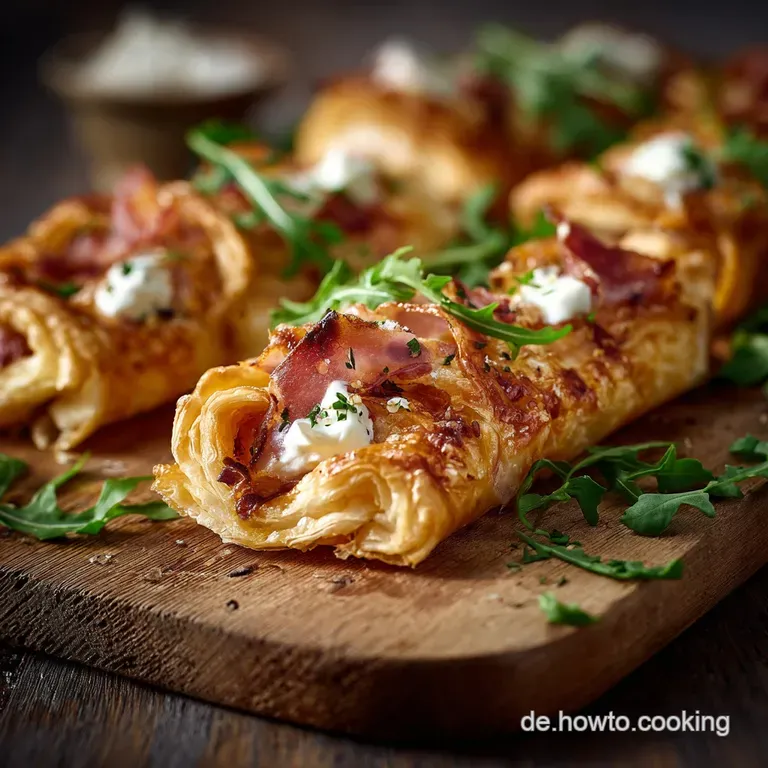 Knusprige Els&auml;sser Flammkuchentaschen Aus Bl&auml;tterteig presentation