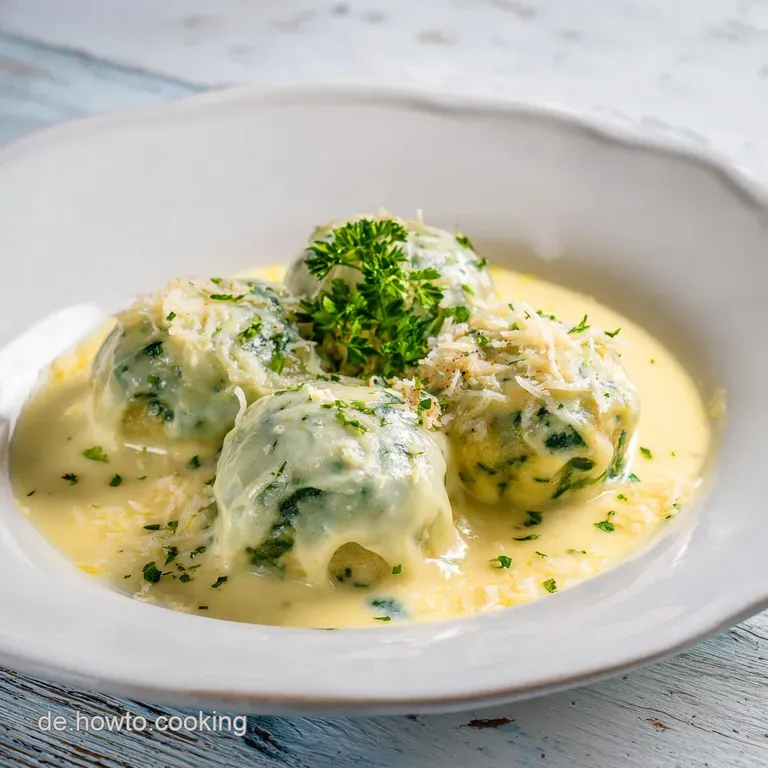 Spinatkn&ouml;del mit K&auml;sesauce: Alpenklassiker