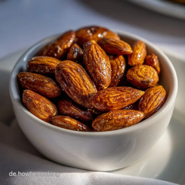 A delicate swirl of candied almonds artfully arranged on a festive plate, dusted with powdered sugar.