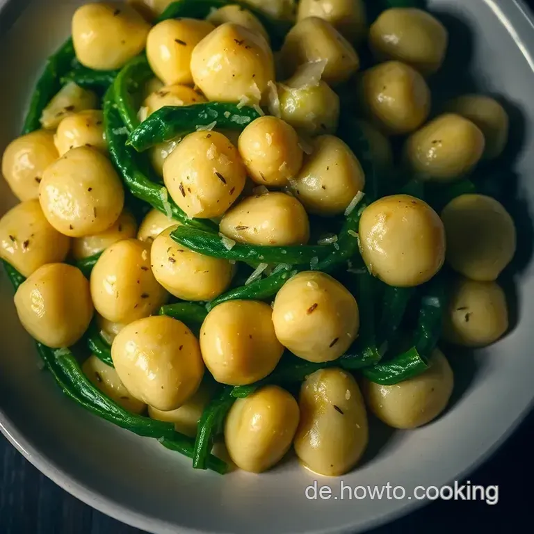 Gebratener Gr&uuml;ner Spargel Mit Gnocchi & Parmesanknusperle presentation