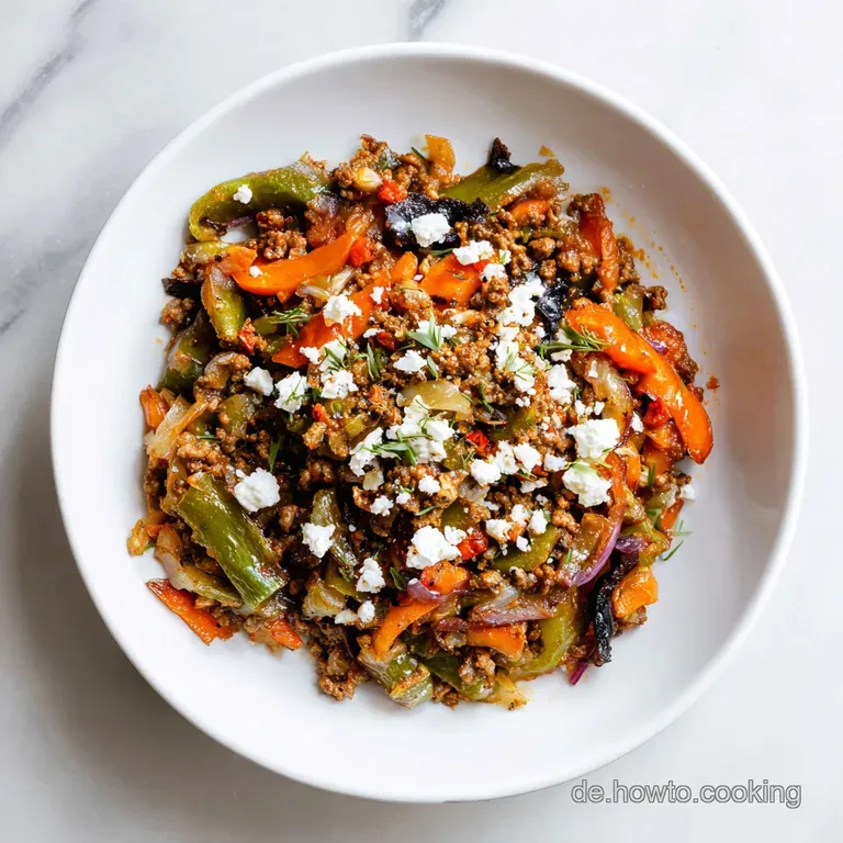 Gem&uuml;sepfanne mit Hackfleisch und Feta