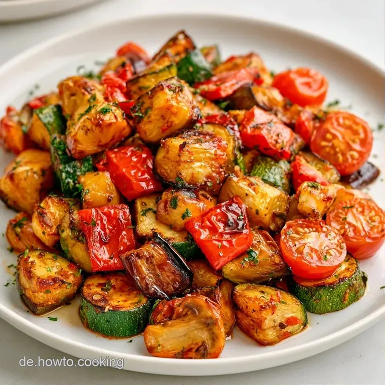 Helles Tablett mit gl&auml;nzendem Grillgem&uuml;se und zartem Fischfilet, garniert mit frischen Kr&auml;utern und gelben Zitronenscheiben.