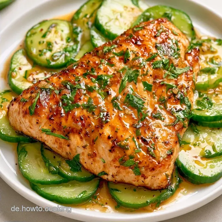 Knackiger Gurkensalat Zu Gegrilltem Fisch