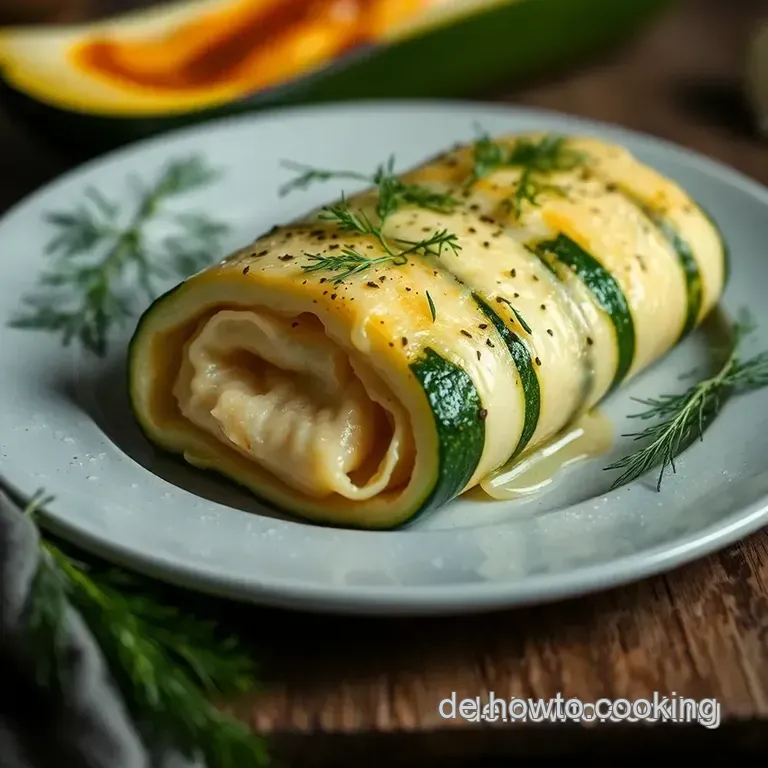 Hecht-Zucchini-Rolle auf mediterranem Gemüsebeet presentation