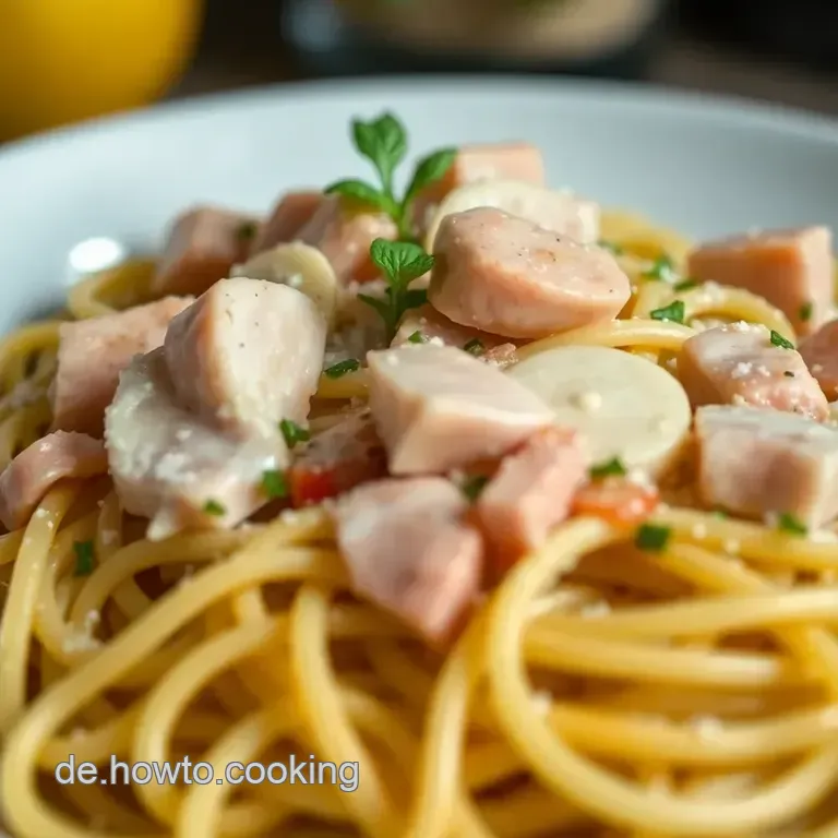 Italienische Pasta Mit Zartem Lachs Und Zitronen-Aromen presentation