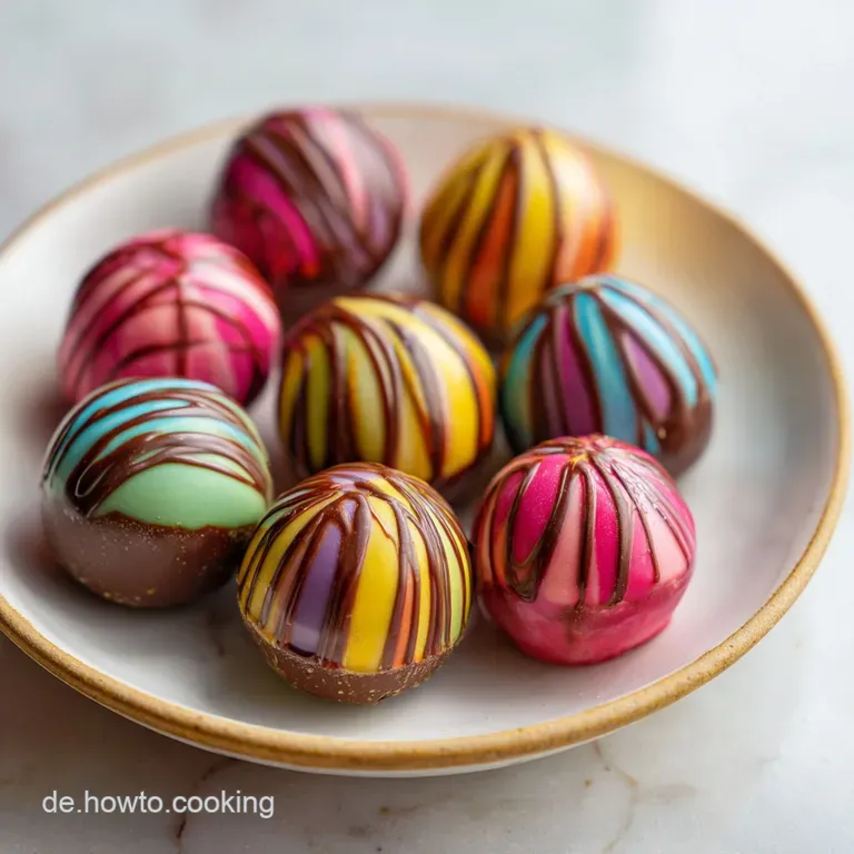 Elegant coffee truffles displayed on a ceramic plate. Deep brown hues contrast beautifully with the light plate, promising...