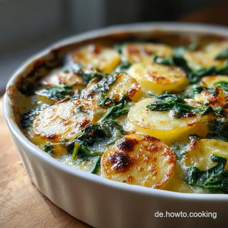 Einfacher und unglaublich cremiger Kartoffel-Spinat-Auflauf