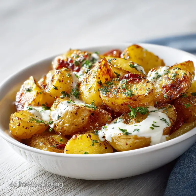 Kartoffelpfanne mit Knoblauch und Sahne
