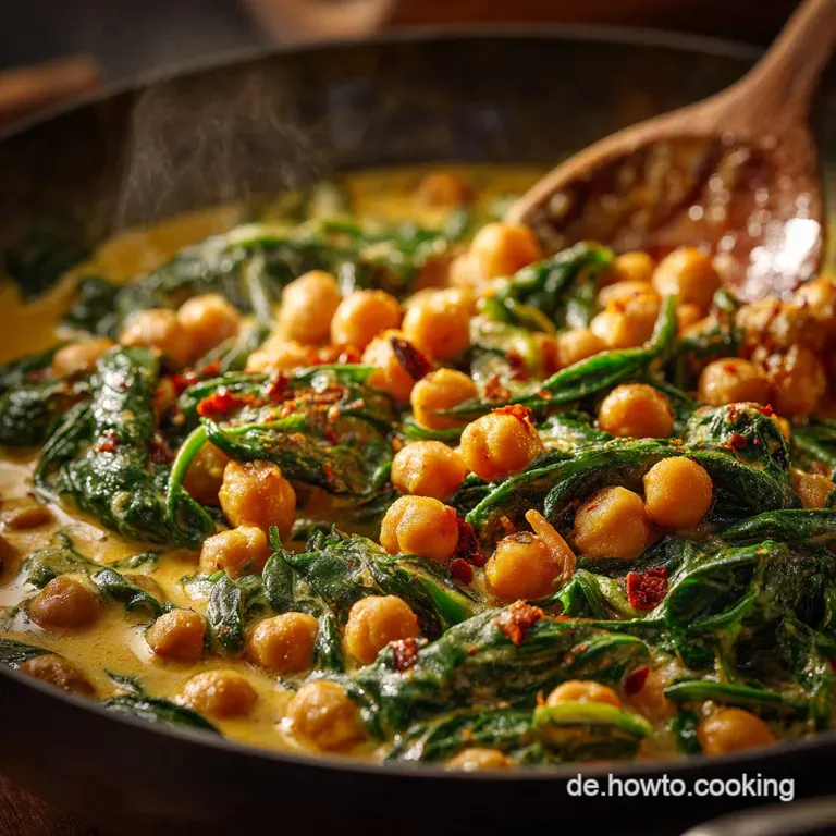 Goldenes Feierabendgl&uuml;ck Cremiges Kichererbsenspinatcurry presentation