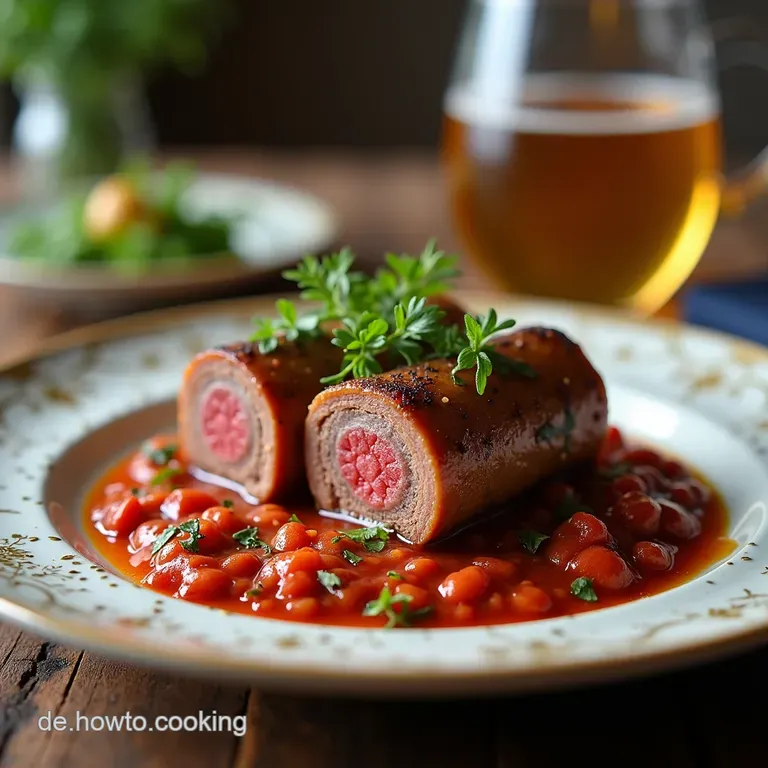 Omas Beste Klassische Rinder Rouladen in Dunkler Rotweinso&szlig;e