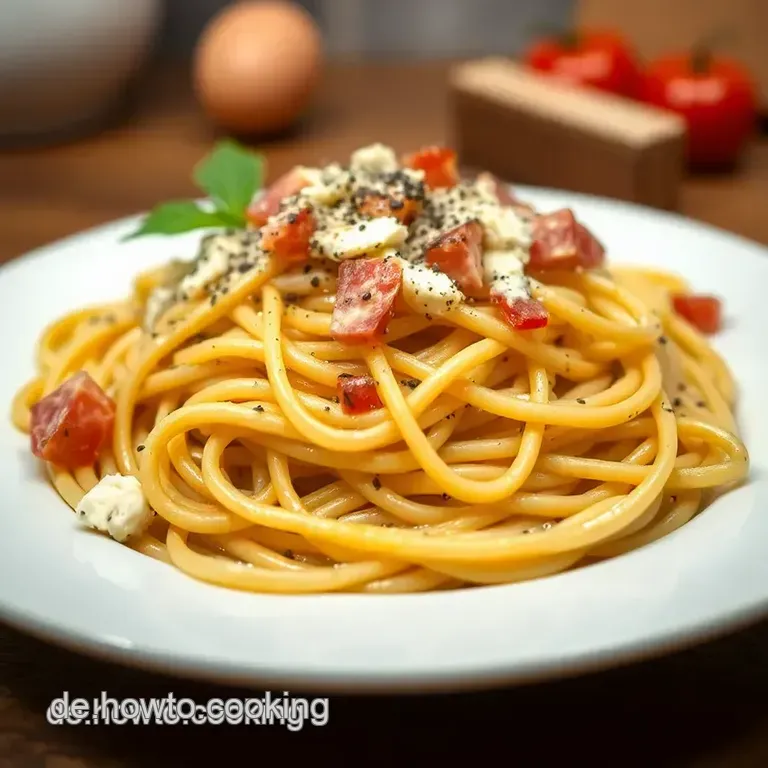 Klassische Spaghetti Alla Carbonara presentation