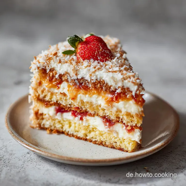 A slice of rich sponge cake ring adorned with swirls of pale buttercream and candied cherries.