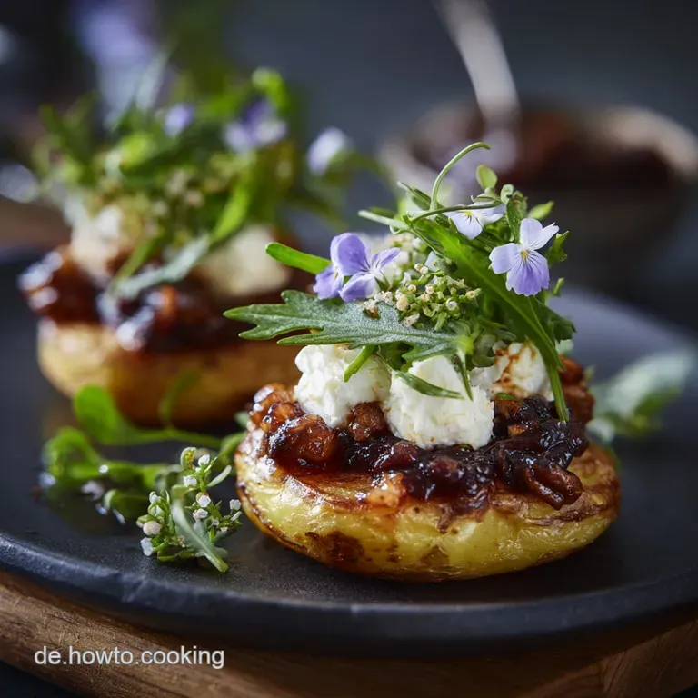Knusprige Ofenkartoffeln &Agrave; La Bayern Mit Cremigem Ziegenk&auml;se Und Apfelcranberrychutney presentation