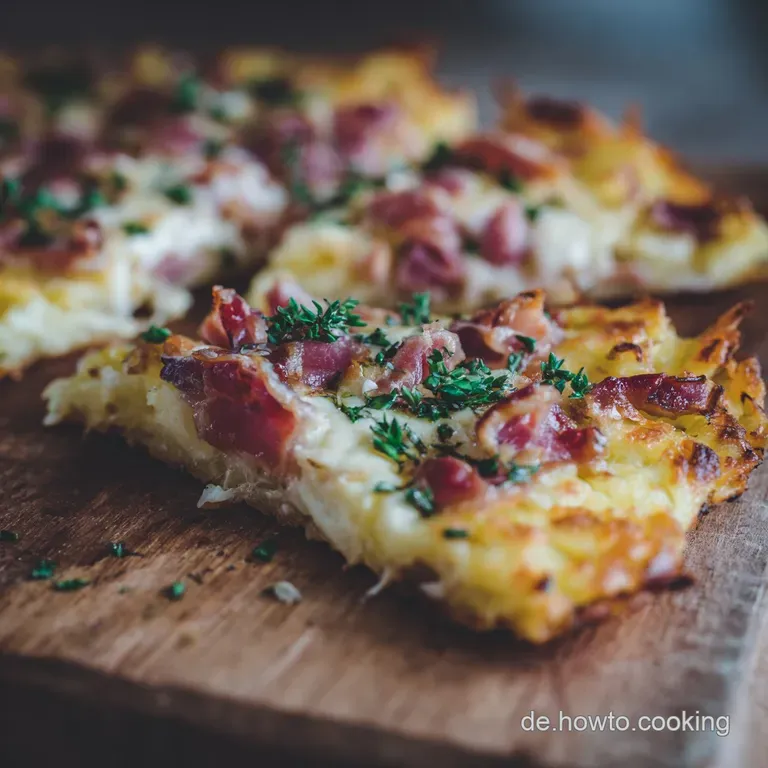 Die Rustikale KartoffelPizza RöstiStil mit Speck und Bergkäse